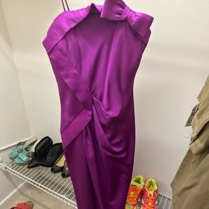 Badgley Mischa orchid evening dress with bow at top
